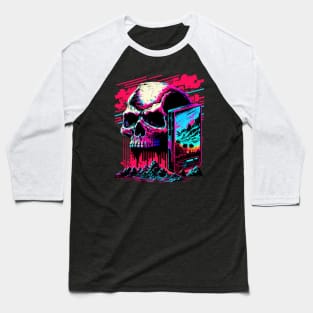 Synthwave Skull Baseball T-Shirt